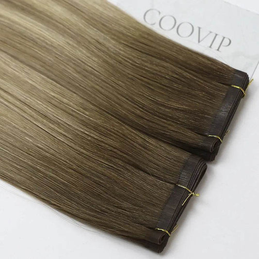 Flat Weft Extensions Double Drawn Balayage Hair #B6/18/60 50g - Cooviphair