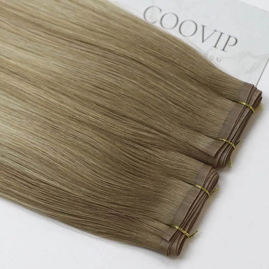 Flat Weft Extensions Double Drawn Balayage Hair #B9.1/60A 50g - Cooviphair