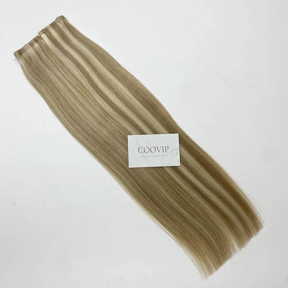 Flat Weft Extensions Double Drawn Piano Color Hair #P18/60 50g - Cooviphair