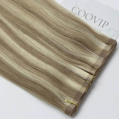 Flat Weft Extensions Double Drawn Piano Color Hair #P18/60 50g - Cooviphair