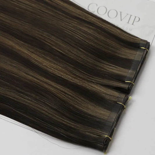 Flat Weft Extensions Double Drawn Piano Color Hair #P2/6 50g - Cooviphair