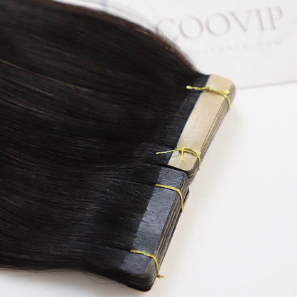 Tape in Extensions Double Drawn #1B Natural Black Hair 50g - Cooviphair