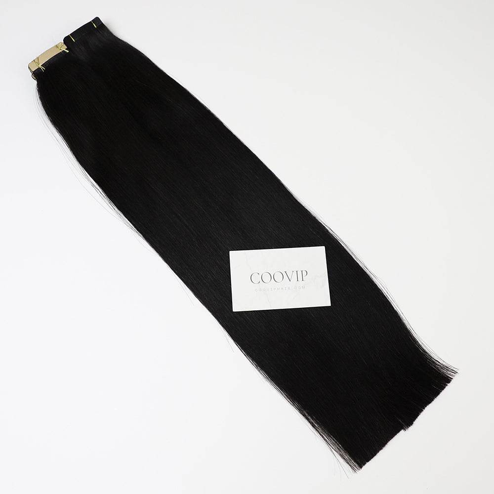 Tape in Extensions Double Drawn #1B Natural Black Hair 50g - Cooviphair