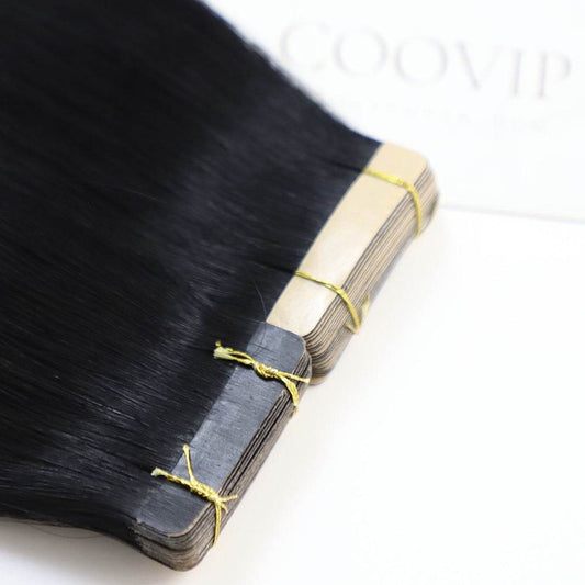 Tape in Extensions Double Drawn #1 Jet Black Hair 50g - Cooviphair