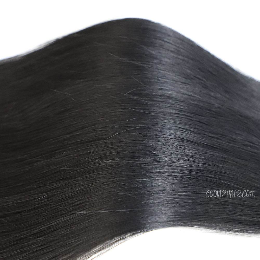 Flat Weft Hair Extensions Double Stitched #1 Jet Black Color 50g - Cooviphair