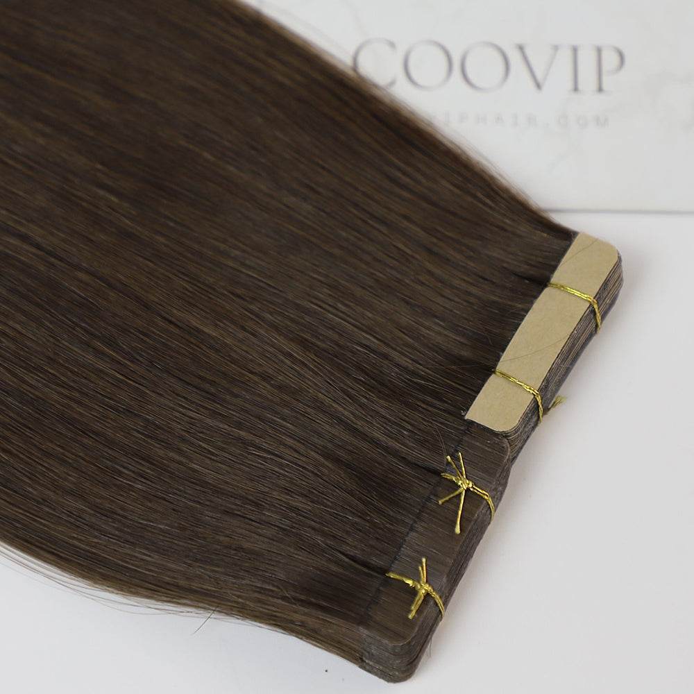 Tape in Extensions Double Drawn #4 Chocolate Brown Hair 50g - Cooviphair