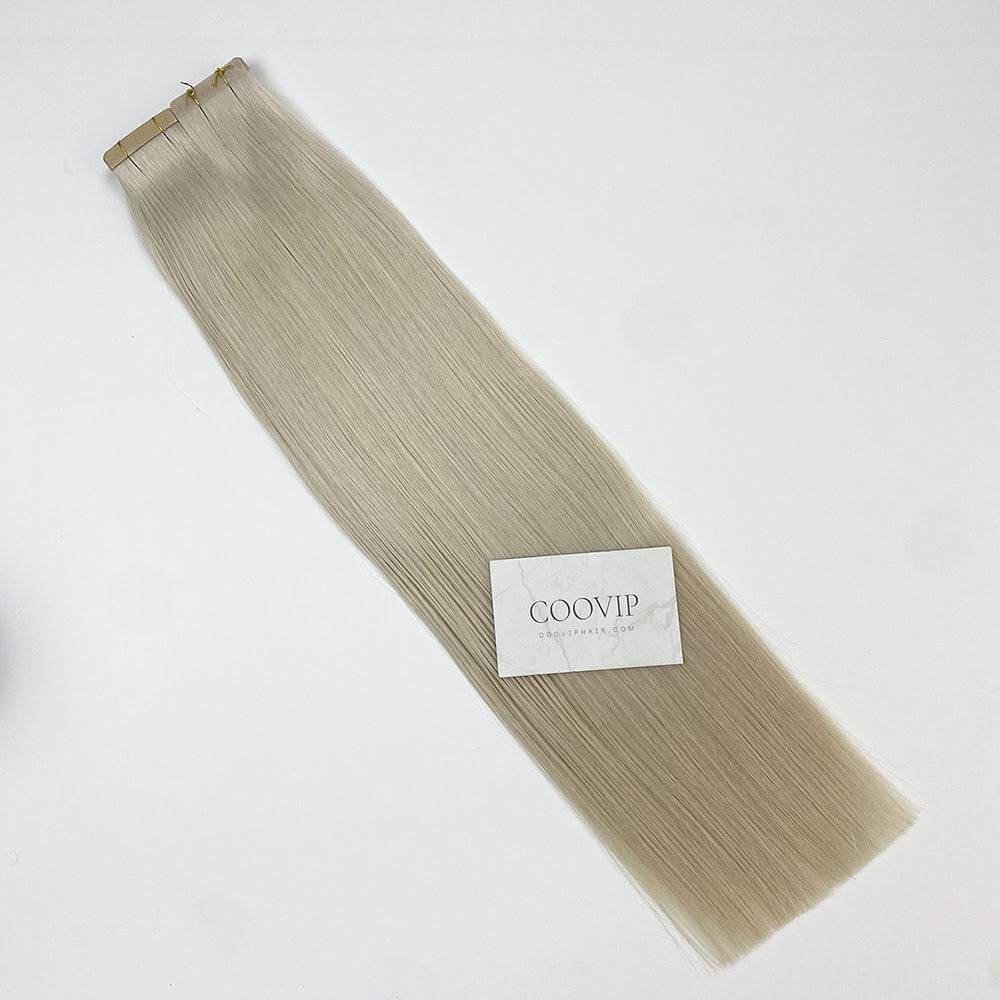 Tape in Extensions Double Drawn #60A Light Platinum Blonde Hair 50g - Cooviphair