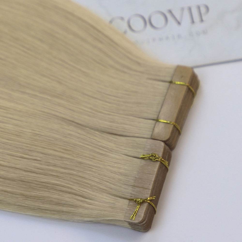 Tape in Extensions Double Drawn #60 Platinum Blonde Hair 50g - Cooviphair