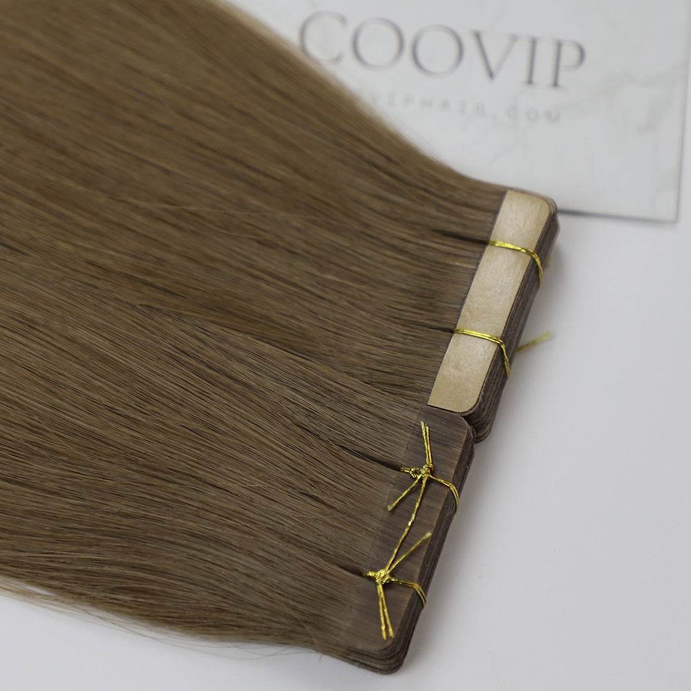 Tape in Extensions Double Drawn #6 Medium Chestnut Brown Hair 50g - Cooviphair