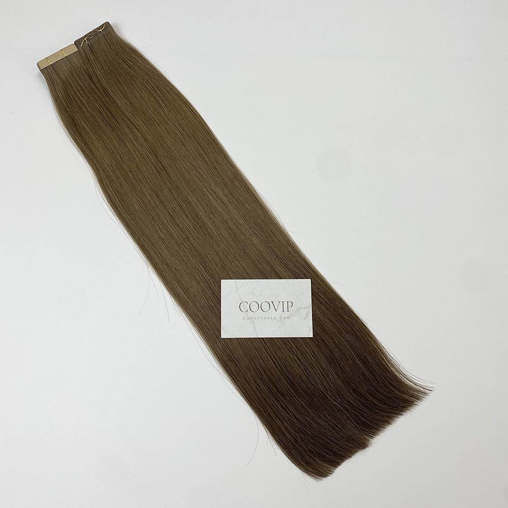 Tape in Extensions Double Drawn #6 Medium Chestnut Brown Hair 50g - Cooviphair