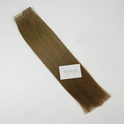 Tape in Extensions Double Drawn #8 Light Chestnut Brown Hair 50g - Cooviphair
