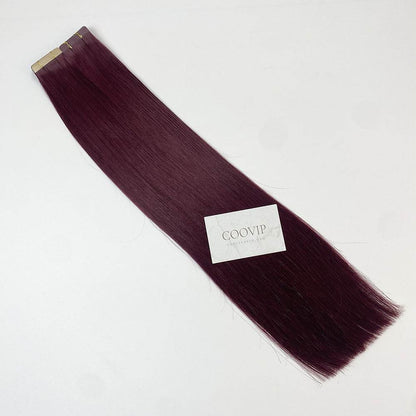 Tape in Extensions Double Drawn #99J Red Wine Burgundy Hair 50g - Cooviphair