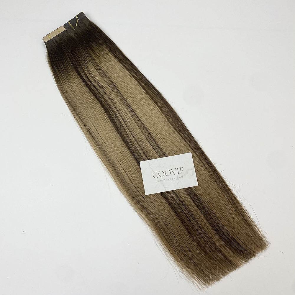 Tape in Extensions Double Drawn Balayage Hair #B4/18 50g - Cooviphair