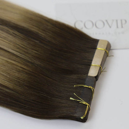 Tape in Extensions Double Drawn Balayage Hair #B4/18 50g - Cooviphair