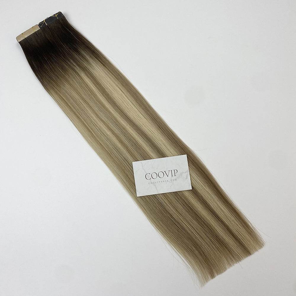 Tape in Extensions Double Drawn Balayage Hair #B4/8/60 50g - Cooviphair