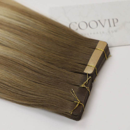 Tape in Extensions Double Drawn Balayage Hair #B6/18/60 50g - Cooviphair