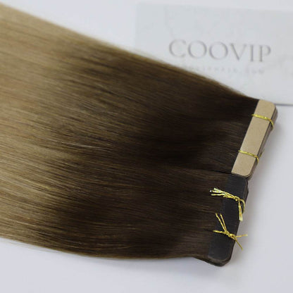 Tape in Extensions Double Drawn Ombre Color #T4/18/60 50g - Cooviphair