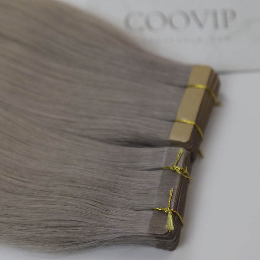 Tape in Extensions Double Drawn Silver Color Hair 50g - Cooviphair