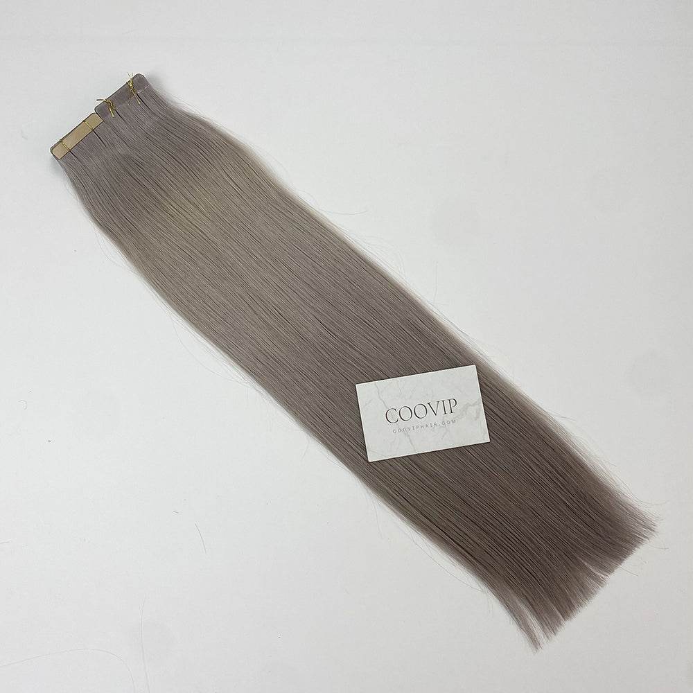 Tape in Extensions Double Drawn Silver Color Hair 50g - Cooviphair